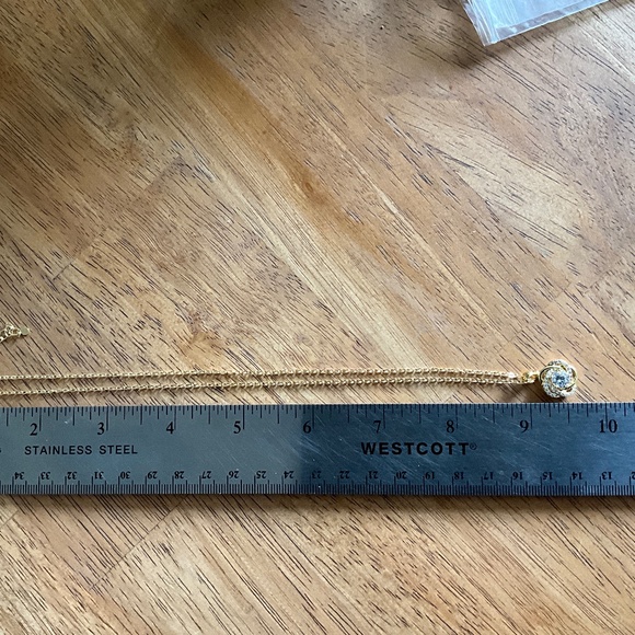 Diamonisse NWOT diamond necklace Love knot pendant 14k plated gold Statement - Picture 3 of 3